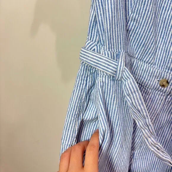 Boden Lucinda Romper Women 4R Linen Blue Stripe Shorts Beachy Preppy Resort - Picture 3 of 10
